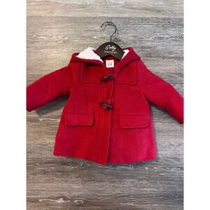 Gap baby parka jacket winter red bear girl size 6-12 months lined hoodie